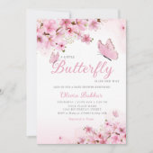 Blush Pink Boho Floral Butterfly Girl Babydusche Einladung (Vorderseite)