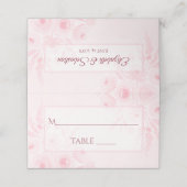 Blush Pink Boho Floral Elegant Wedding Write-In Platzkarte (Außenseite Aufgefaltet)