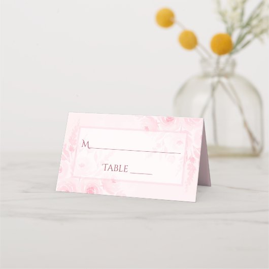 Blush Pink Boho Floral Elegant Wedding Write-In Platzkarte (Vorderseite)