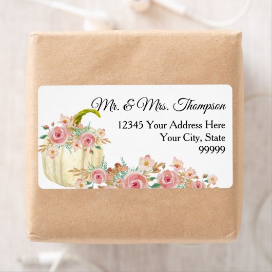 Blush Pink Boho Floral Gold Glitzer White Pumpkin (Insitu)