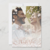 Blush Pink Boho Floral Moderne Elegantes Foto Dankeskarte (Vorderseite)
