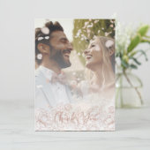 Blush Pink Boho Floral Moderne Elegantes Foto Dankeskarte (Stehend Vorderseite)