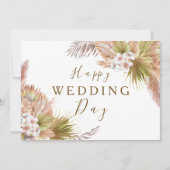 Blush Pink Boho Floral Moderne Happy Wedding Day Karte (Vorderseite)