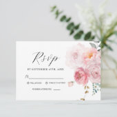 Blush Pink Boho Garden Elegante Hochzeitsfeier RSVP Karte (Stehend Vorderseite)
