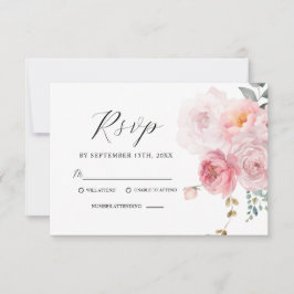 Blush Pink Boho Garden Elegante Hochzeitsfeier RSVP Karte