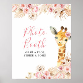 Blush Pink Boho Giraffe Baby Dusche Foto Stand Poster