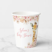 Blush Pink Boho Giraffe Baby Shooting Paper Cup Pappbecher (Rückseite)