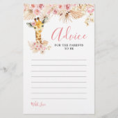 Blush Pink Boho Giraffe Baby Showcard (Vorderseite)