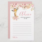 Blush Pink Boho Giraffe Baby Showcard (Vorne/Hinten)