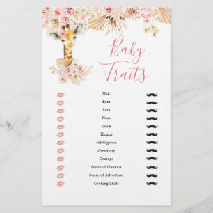 Blush Pink Boho Giraffe Baby Shower Baby Tracks