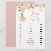 Blush Pink Boho Giraffe Baby Shower Baby Tracks (Vorne/Hinten)