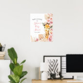 Blush Pink Boho Giraffe Babydusche Begrüßungszeich Poster (Heimbüro)