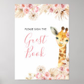 Blush Pink Boho Giraffe Babydusche Gästebuch (Vorne)