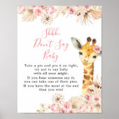 Blush Pink Boho Giraffe Babydusche Sage nicht Baby Poster (Vorne)