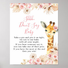 Blush Pink Boho Giraffe Babydusche Sage nicht Baby Poster