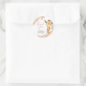 Blush Pink Boho Giraffe Kinderdusche Danke Runder Aufkleber (Tasche)