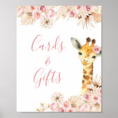 Blush Pink Boho Giraffe Kinderspielkarten und Gesc Poster (Vorne)