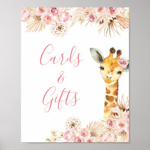 Blush Pink Boho Giraffe Kinderspielkarten und Gesc Poster