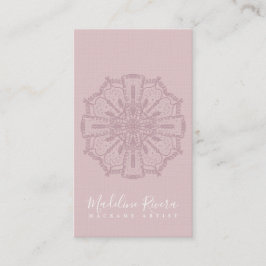 Blush Pink Boho Mandala Yoga Macrame Business Card Visitenkarte