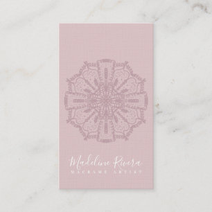 Blush Pink Boho Mandala Yoga Macrame Business Card Visitenkarte