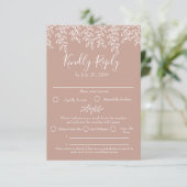 Blush Pink Boho Moderne Elegante Botanische Hochze RSVP Karte (Stehend Vorderseite)