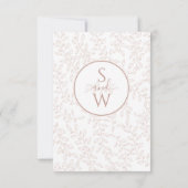 Blush Pink Boho Moderne Elegante Botanische Hochze RSVP Karte (Rückseite)