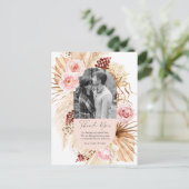 Blush Pink Boho Pampas Foto Hochzeit Vielen Dank Postkarte (Stehend Vorderseite)