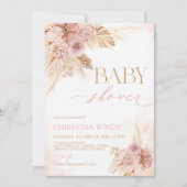 Blush Pink Boho Pampas Grass Baby Shower Girl Einladung (Vorderseite)