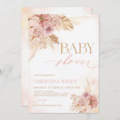 Blush Pink Boho Pampas Grass Baby Shower Girl Einladung (Vorne/Hinten)