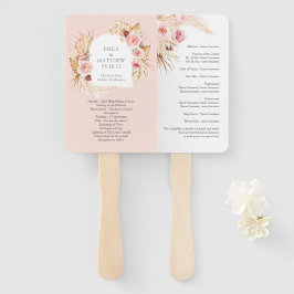 Blush Pink Boho Pampas Grass Floral Wedding Fan Fächer