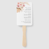Blush Pink Boho Pampas Grass Floral Wedding Fan Fächer (Rückseite)