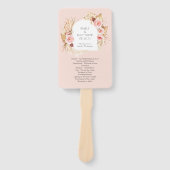 Blush Pink Boho Pampas Grass Floral Wedding Fan Fächer (Vorderseite)