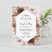 Blush Pink Boho Pampas Grass QR Code UAWG Wedding Einladung (Stehend Vorderseite)