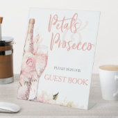 Blush Pink Boho Petals Prosecco Gästebuch Sockelschild (In Situ)