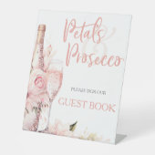 Blush Pink Boho Petals Prosecco Gästebuch Sockelschild (Vorderseite)