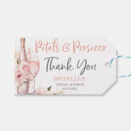 Blush Pink Boho Petals und Prosecco Floral Geschenkanhänger