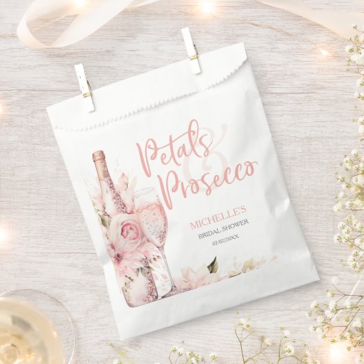 Blush Pink Boho Petals und Prosecco Floral Geschenktütchen (Ausgeschnitten)