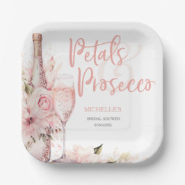 Blush Pink Boho Petals und Prosecco Floral Pappteller