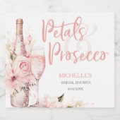 Blush Pink Boho Petals und Prosecco Floral Schaumweinetikett (Einzelnes Label)