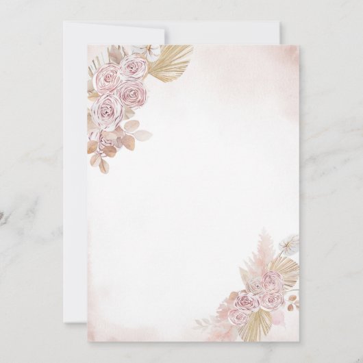 Blush Pink Boho Pumpkin Fall in Liebe Brautparty Einladung (Rückseite)