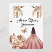 Blush Pink Boho Quinceanera Einladung (Vorne/Hinten)