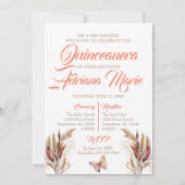 Blush Pink Boho Quinceanera Einladung (Rückseite)