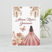 Blush Pink Boho Quinceanera Einladung (Stehend Vorderseite)