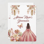 Blush Pink Boho Quinceanera Einladung (Vorne/Hinten)