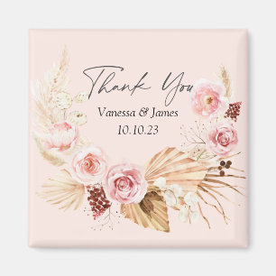 Blush PInk Boho Watercolor Floral vielen Dank Magnet