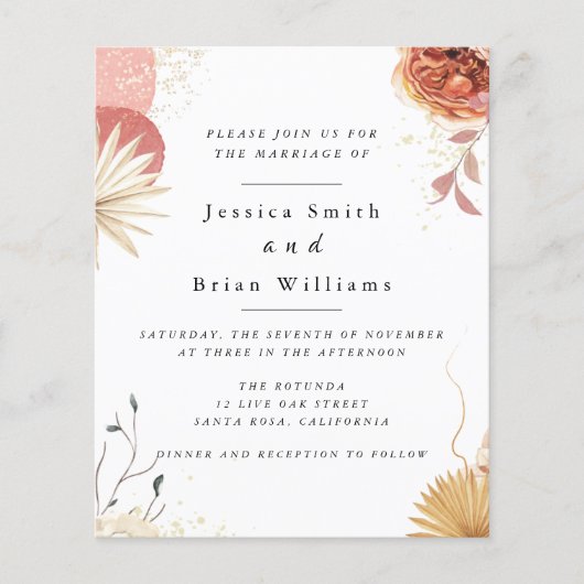 Blush Pink Boho Wedding Einladung Flyer (Vorne)