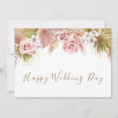 Blush Pink Boho Wildblume Theme Happy Wedding Day Karte (Vorderseite)
