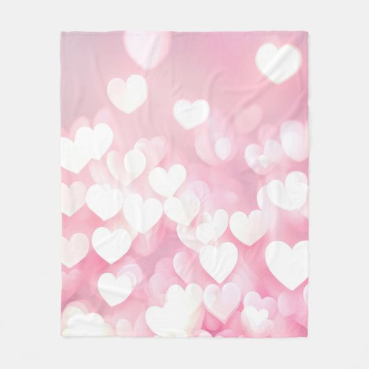 Blush Pink Bokeh Herz Fleecedecke (Vorderseite)