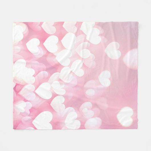 Blush Pink Bokeh Herz Fleecedecke (Vorderseite (Horizontal))