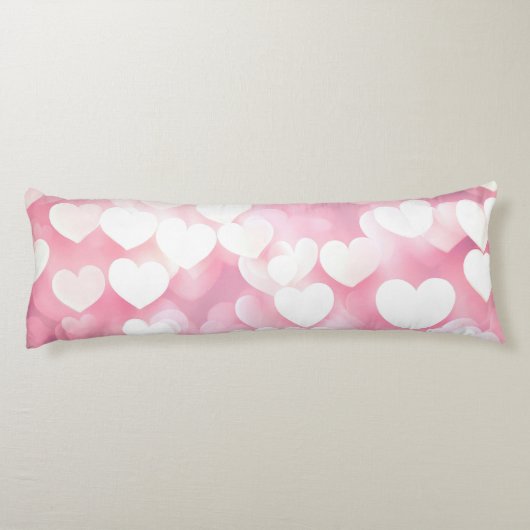 Blush Pink Bokeh Herz Seitenschläferkissen (Rückseite)